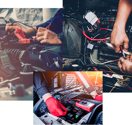 Auto mechanic uses a voltmeter to check the voltage level, Mechanic electrician checking repairing upgrading wiring